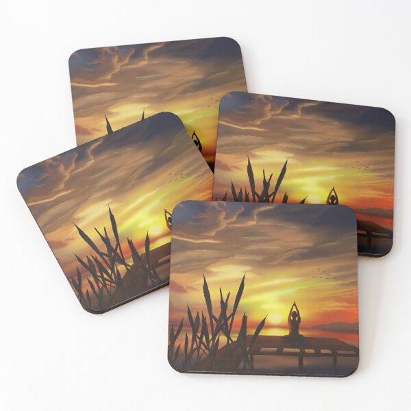 Item preview, Yoga at sunset designed and sold by FatSlugDesigns.