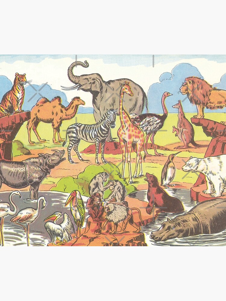 Animals in the zoo, Africa wild, vintage