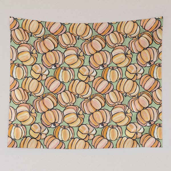 Item preview, Tossed Pumpkins in Pastel Chalk - apricot and sage designed and sold by micklyn.