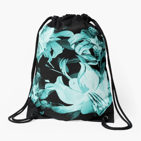 Drawstring Backpack Strawberry Fields Roses Light Blue Shoulder Bags