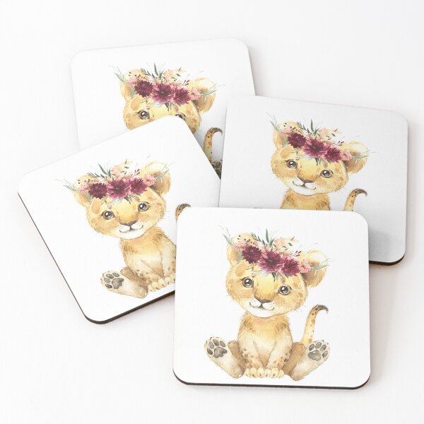 Item preview, Maroon floral crown baby lion designed and sold by kpapiez.