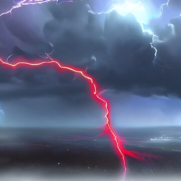 Lightning Bolt in Thunderstorm, Ai Generated Art  Kids T-Shirt