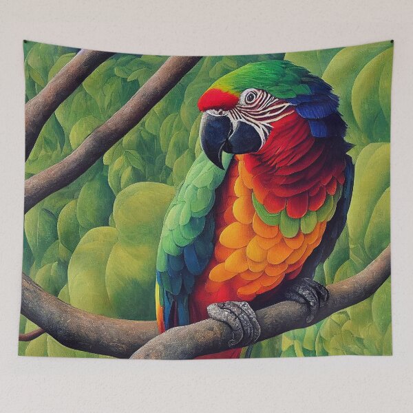 Item preview, Macaw Parrot in Jungle Painting  designed and sold by LaartStudio.
