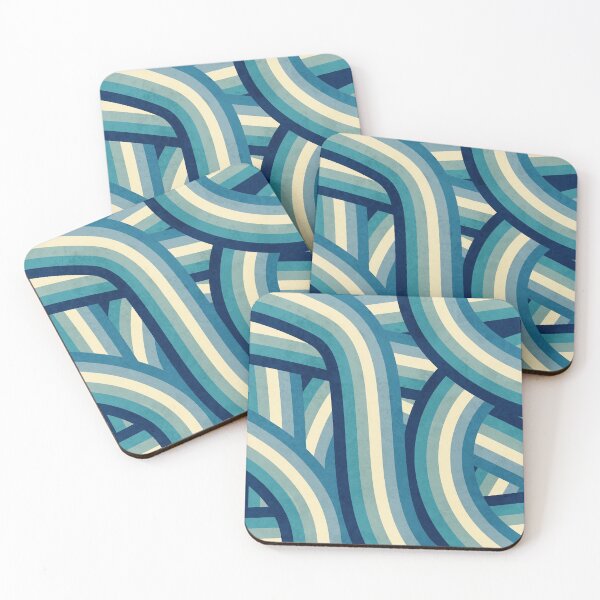 Item preview, Vintage Faded 70's Style Blue Rainbow Stripes designed and sold by itsjensworld.