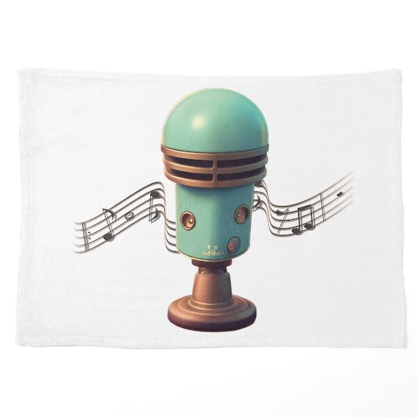 Retro microphone with musical notes. Pet Blanket