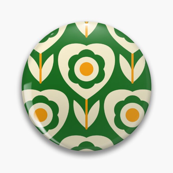 Item preview, 2064 - retro heart flowers, green / yellow designed and sold by RouCouCou.