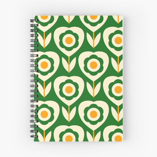 Item preview, 2064 - retro heart flowers, green / yellow designed and sold by RouCouCou.