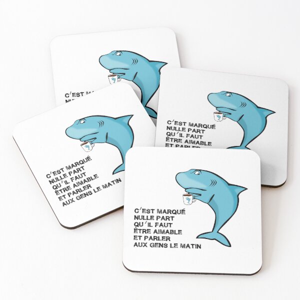Item preview, It's written nowhere that you have to be friendly and talk to people in the morning, sulky shark with his coffee designed and sold by NolDesigns.