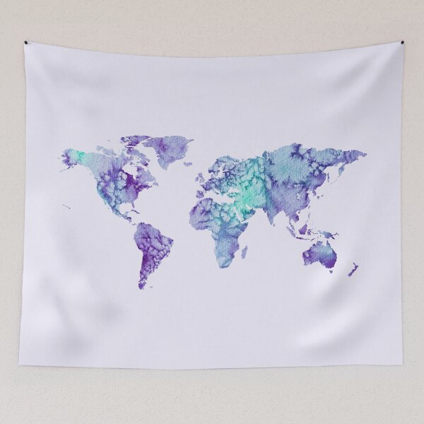 Item preview, World Map: purple and green watercolor design  designed and sold by Sam Palahnuk.