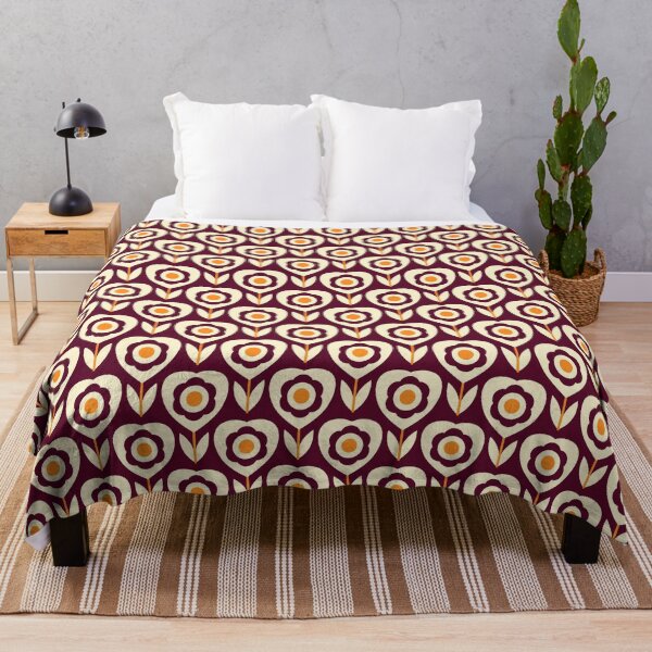 Item preview, 2067 - retro heart flowers, dark red / yellow designed and sold by RouCouCou.