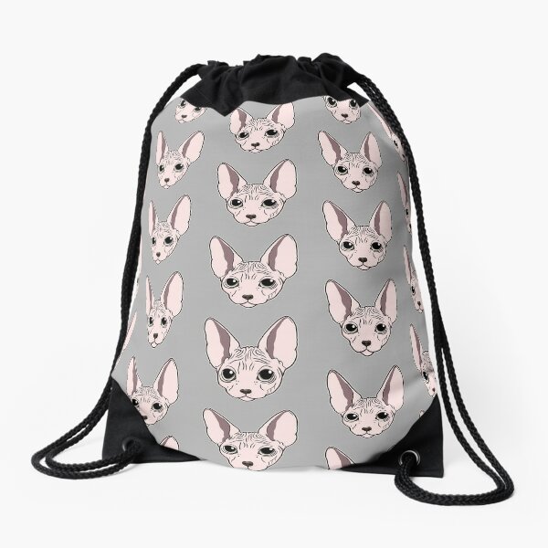 Drawstring Backpack Cat Paw Prints Created out of the Word Meow 