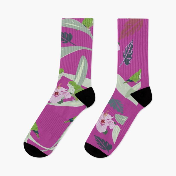 Item preview, Loriquets and hibiscus in rose designed and sold by Emi Yañez.