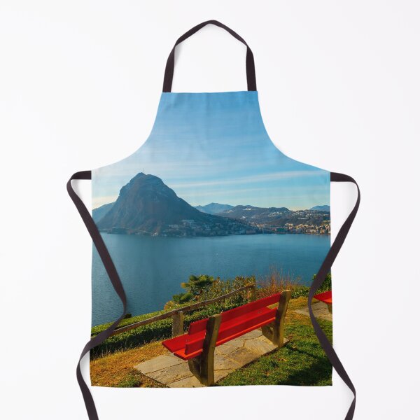 Item preview, Bench on Lake Lugano and City with Mountain designed and sold by Mats Silvan.
