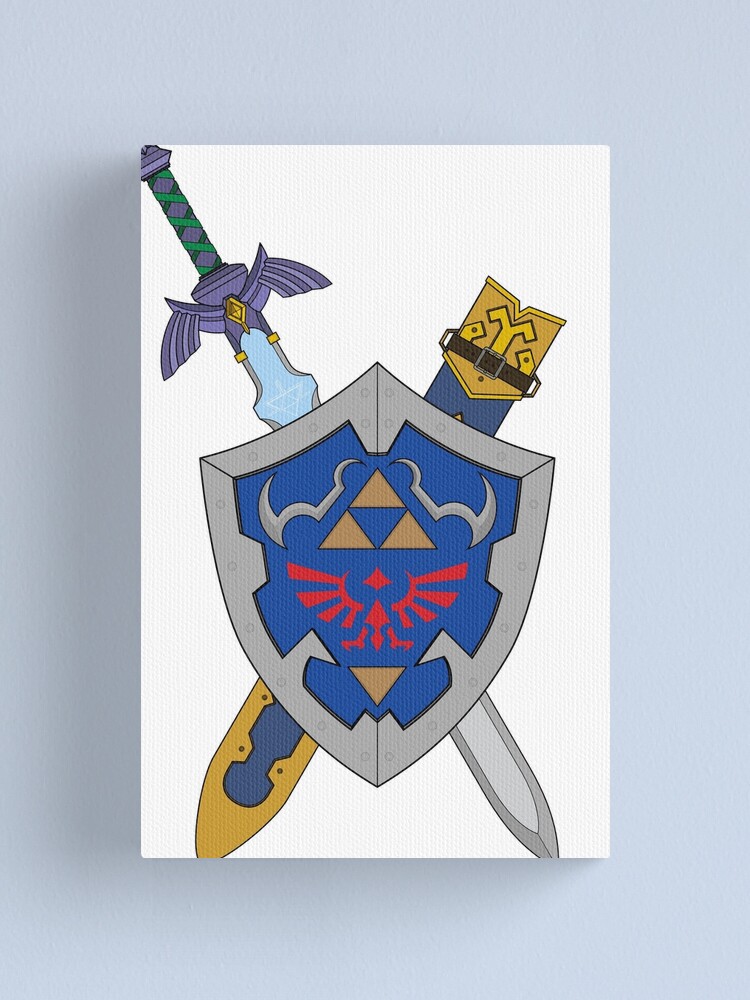 Master Sword And Hylian Shield Canvas Print By Glewprint Redbubble