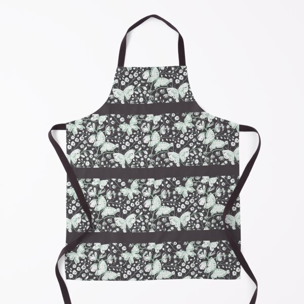 Item preview, Green Linear Butterfly Floral Print on Charcoal Grey Background. designed and sold by cgroenewald.