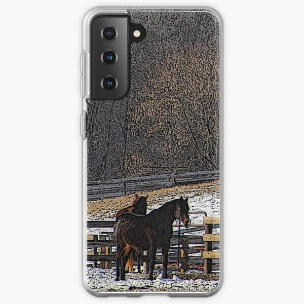 Horses in Snowy Pasture Samsung Galaxy Soft Case