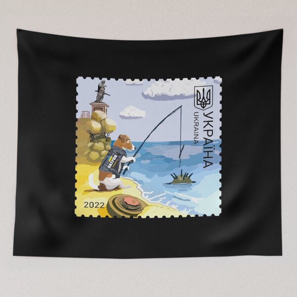 Item preview, Ukraine Patron Dog Ukrposhta Postage Stamp Bomb Fishing Rod  designed and sold by Aide.