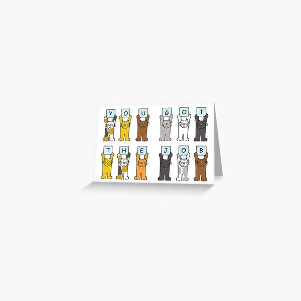 New Job Congratulations Cartoon Cats Greeting Card