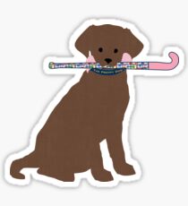 Chocolate Lab Preppy Madras Field Hockey Dog Sticker