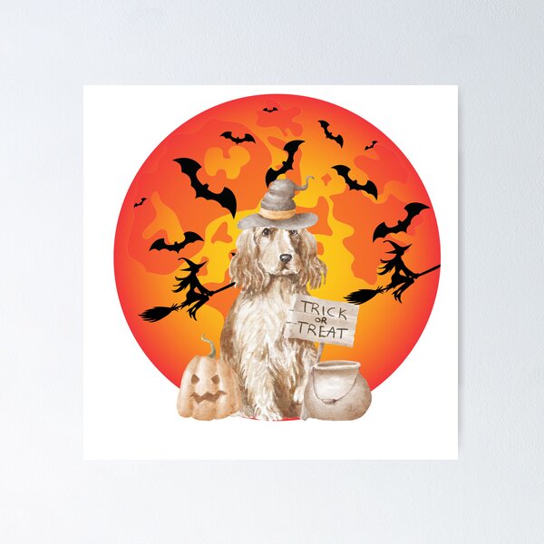 Item preview, A spaniel halloween scene. Spooky spaniel. Spooky dog. Halloween Dog. Scary dog. Scary spaniel designed and sold by Doggymadness.