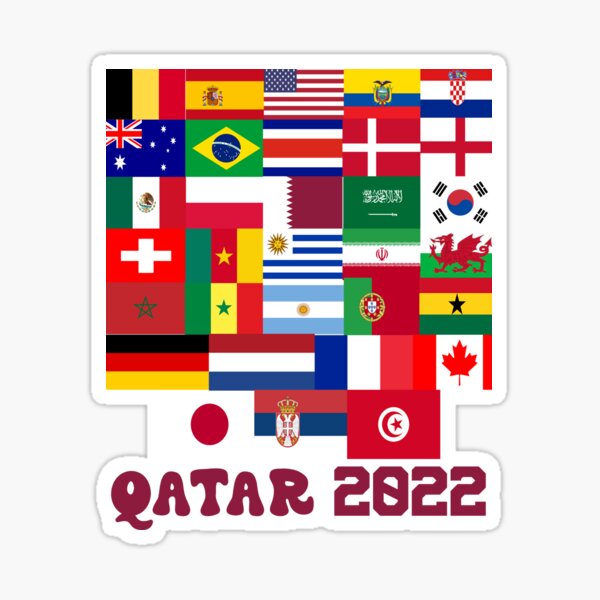 World cup qatar 2022 Men's World Cup 2022 Soccer All Flag Patch Set Sticker