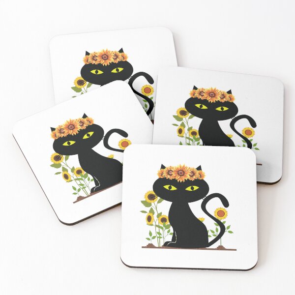 Item preview, Little Sunflowers | sunflower art | winter sunshine | black cat designed and sold by ZqkDesign.
