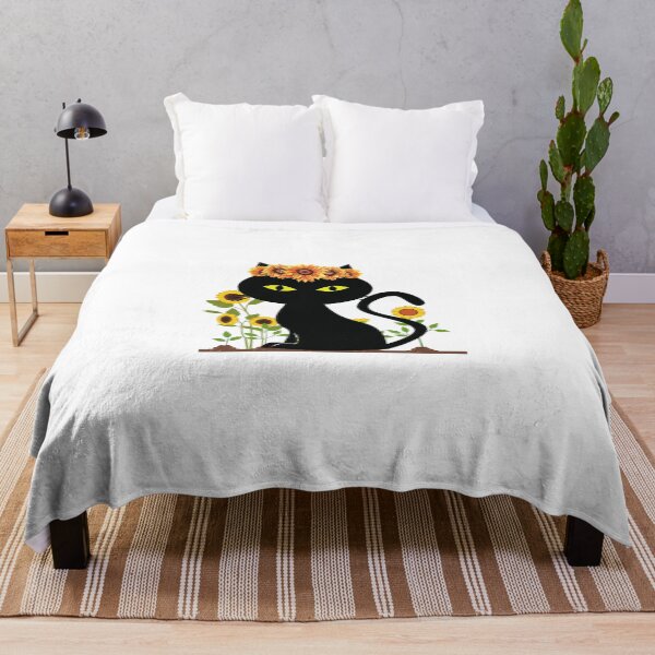 Item preview, Little Sunflowers | sunflower art | winter sunshine | black cat designed and sold by ZqkDesign.
