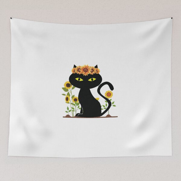 Item preview, Little Sunflowers | sunflower art | winter sunshine | black cat designed and sold by ZqkDesign.