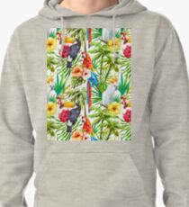 Tropical Parrot, Cockatoo and Toucan Rainforest Pullover Hoodie