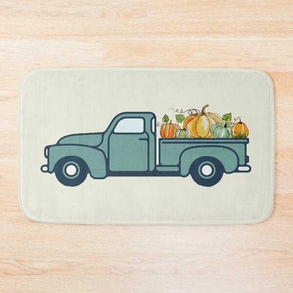 Item preview, Vintage Teal Fall Truck Autumn Aesthetic Hello Pumpkin Fall Farmhouse designed and sold by happyfarmhouse.