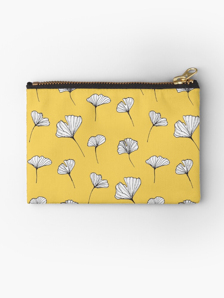 Canvas Cash Coin Purse,Ginkgo Biloba Print Make Up Bag Zipper Small Purse Wallets