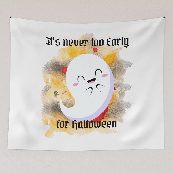 Item preview, It's never too early for Halloween - funnyGhost abstract background gray, yellow- Ghost lover - Halloween Lover - Blood designed and sold by Mechanical-Artt.
