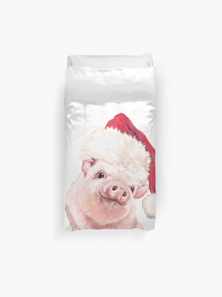 Housse De Couette Noel Bebe Rose Cochon Par Bignosework Redbubble