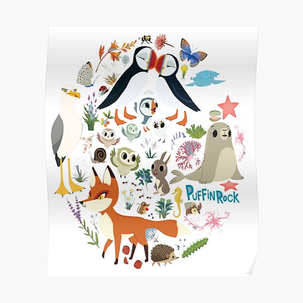 Puffin Rock gift for fans puffin rock characters Poster