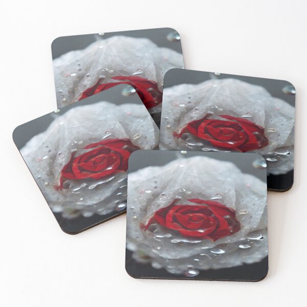 Item preview, Red And White Rose With Raindrops, Macro Background, Close-up designed and sold by Unwind-Art-Work.