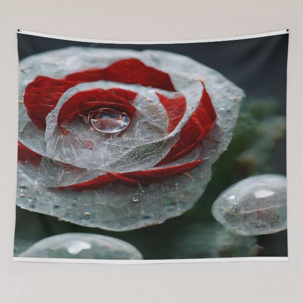 Item preview, Red And White Rose With Raindrops, Macro Background, Close-up designed and sold by Unwind-Art-Work.
