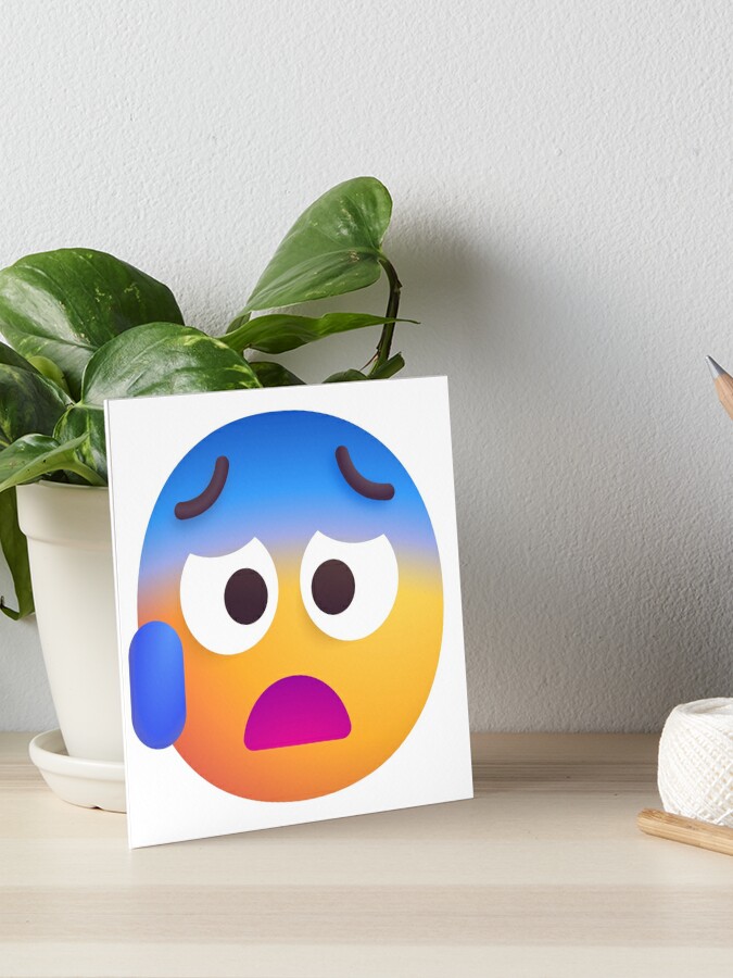 Worried Face with Drops of Sweat Emoji - tweaked Poster by abroadDesigns