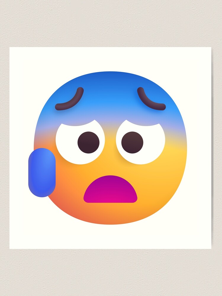 Worried Face with Drops of Sweat Emoji - tweaked Poster by abroadDesigns