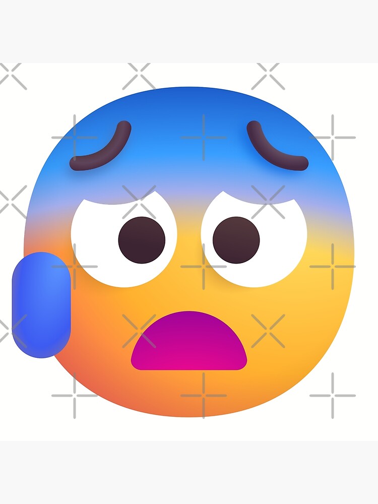 P ster con la obra Emoji de cara preocupada con gotas de sudor