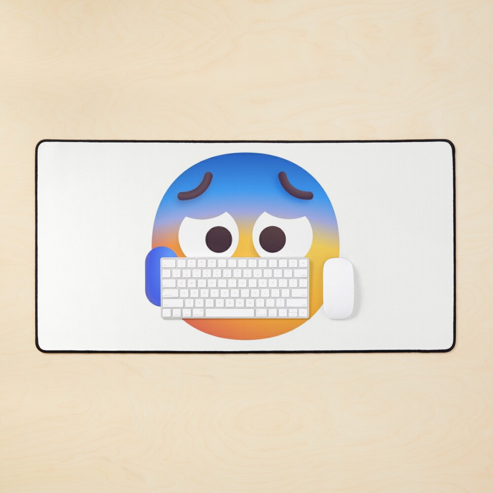 Worried Face with Drops of Sweat Emoji - tweaked Poster by abroadDesigns