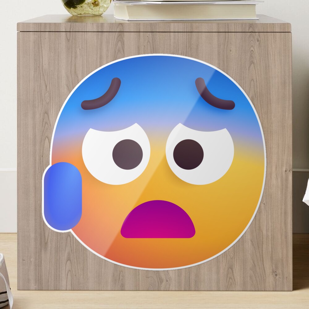 Worried Face with Drops of Sweat Emoji - tweaked Poster by abroadDesigns