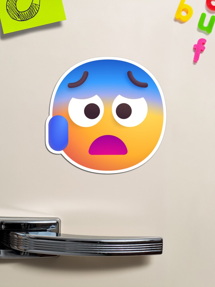 Worried Face with Drops of Sweat Emoji - tweaked Poster by abroadDesigns