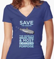 Save the Vaquita Women's Fitted V-Neck T-Shirt