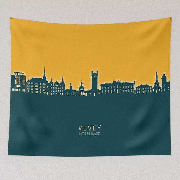 Item preview, Vevey Switzerland Skyline designed and sold by ArtPrints.