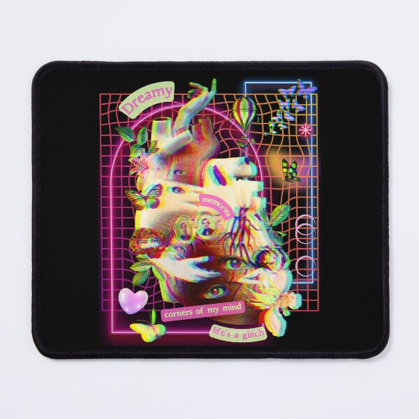 Item preview, Retro Neon Psychedelic Glitchy Vaporwave Emo Heart Collage Trippy Collage 80s 90s Y2K Aesthetic Art designed and sold by Cymphonyskar.