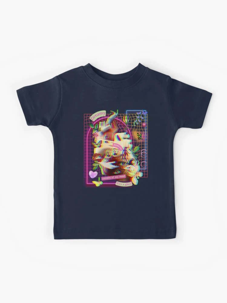 Retro Neon Psychedelic Glitchy Vaporwave Emo Heart Collage Trippy Collage  80s 90s Y2K Aesthetic Art Kids T-Shirt for Sale by Cymphonyskar