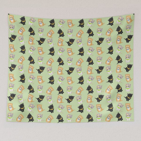 Item preview, Cute Kittens Wearing Bandanas On A Green Background designed and sold by LeopardyNonsense.