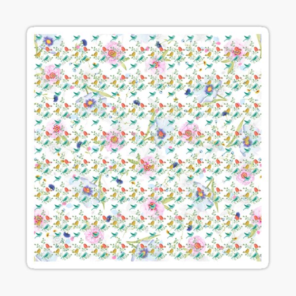 Item preview, Little Birds Pattern on Flower Background designed and sold by BeneficialArt.