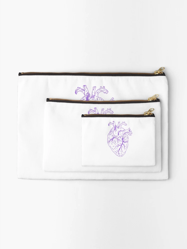 Thumbnail 2 of 4, Zipper Pouch, Heart purple designed and sold by Childish by Design.