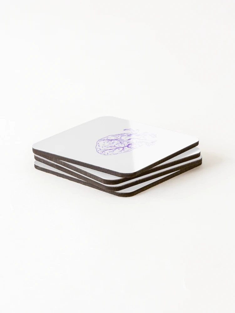 Thumbnail 4 of 5, Coasters (Set of 4), Heart purple designed and sold by Childish by Design.